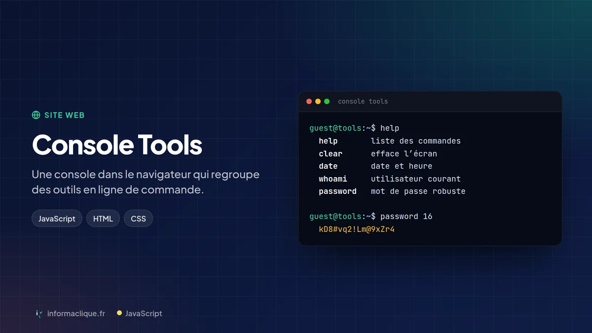 Console Tools — boîte à outils en ligne de commande